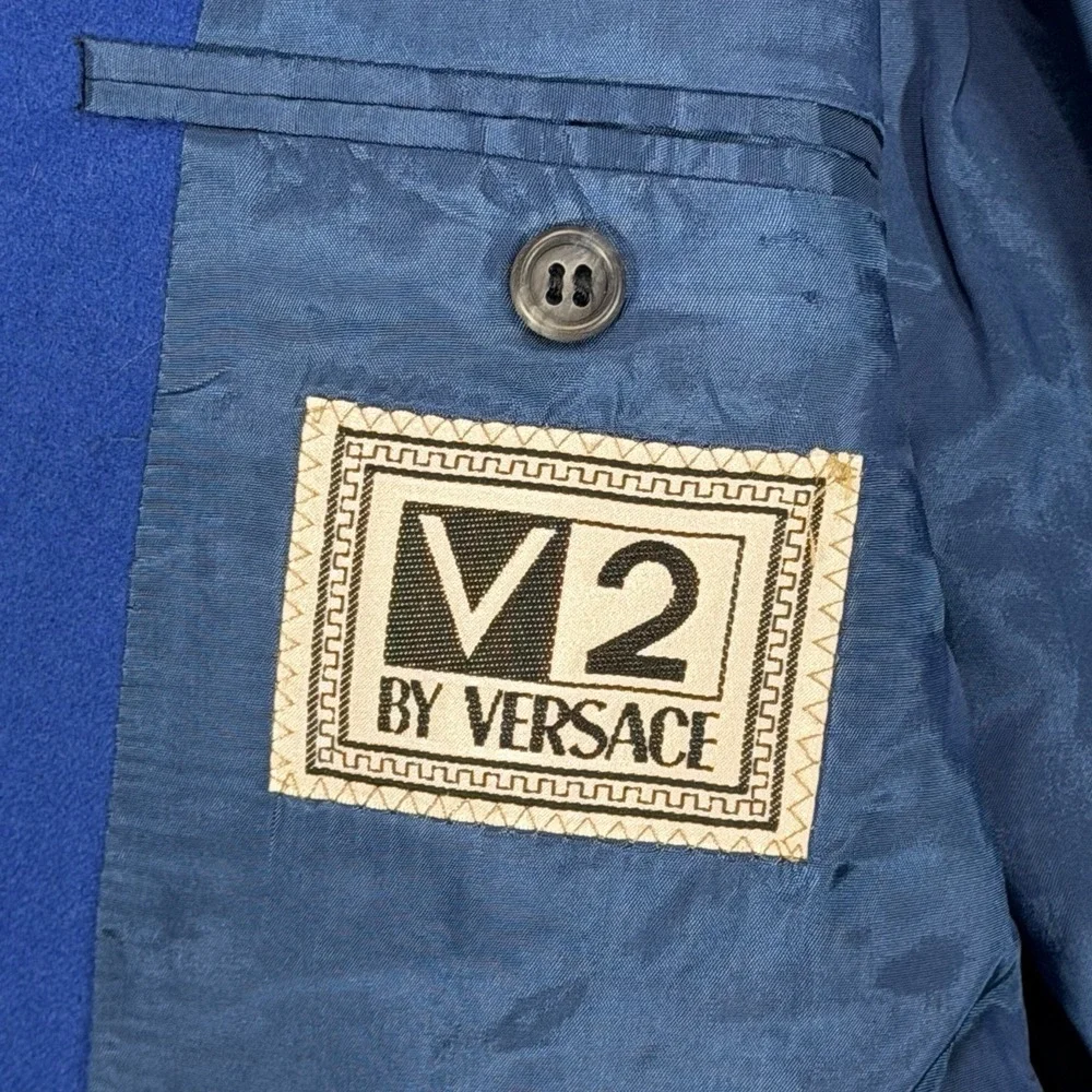 Versace V2 Blazer Mens 42L‎ Electric Blue Wool Cashmere Jacket Nieman Marcus